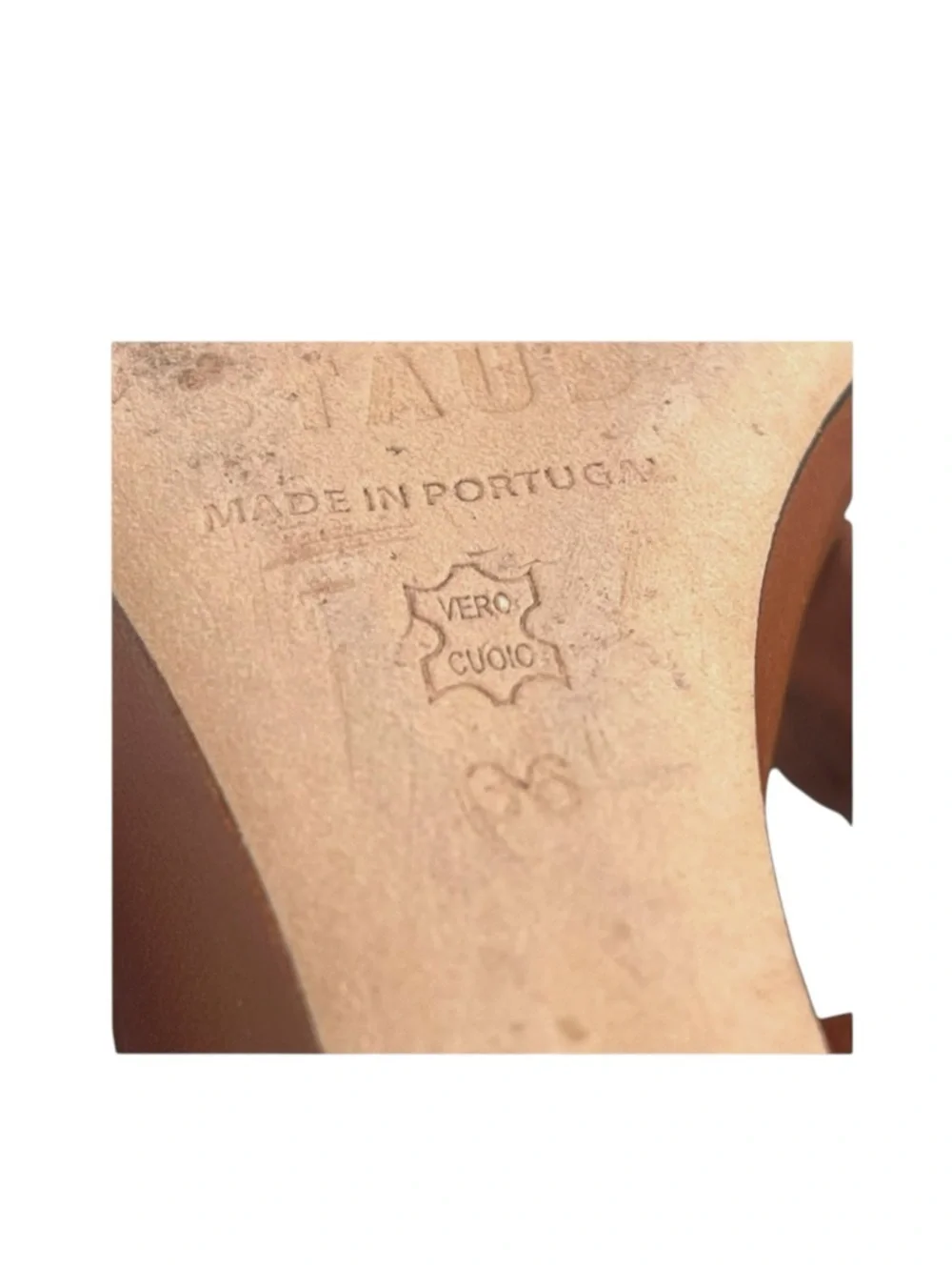 Staud 𒀭 Frankie Ruched 2 Strap Wedge Heel Sandals 𒀭Brown Leather 𒀭36 5.5M 6M